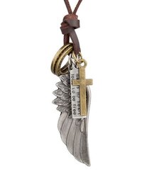Ожерелье с подвеской в виде крыла и кожаным ремешком, отделка серебром цена и информация | Женское колье | pigu.lt