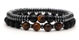 Черный браслет с камнями, дизайн тигровый глаз цена и информация | Женские браслеты | pigu.lt