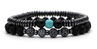 Черный браслет с камнями, бирюзово-голубой цена и информация | Женские браслеты | pigu.lt