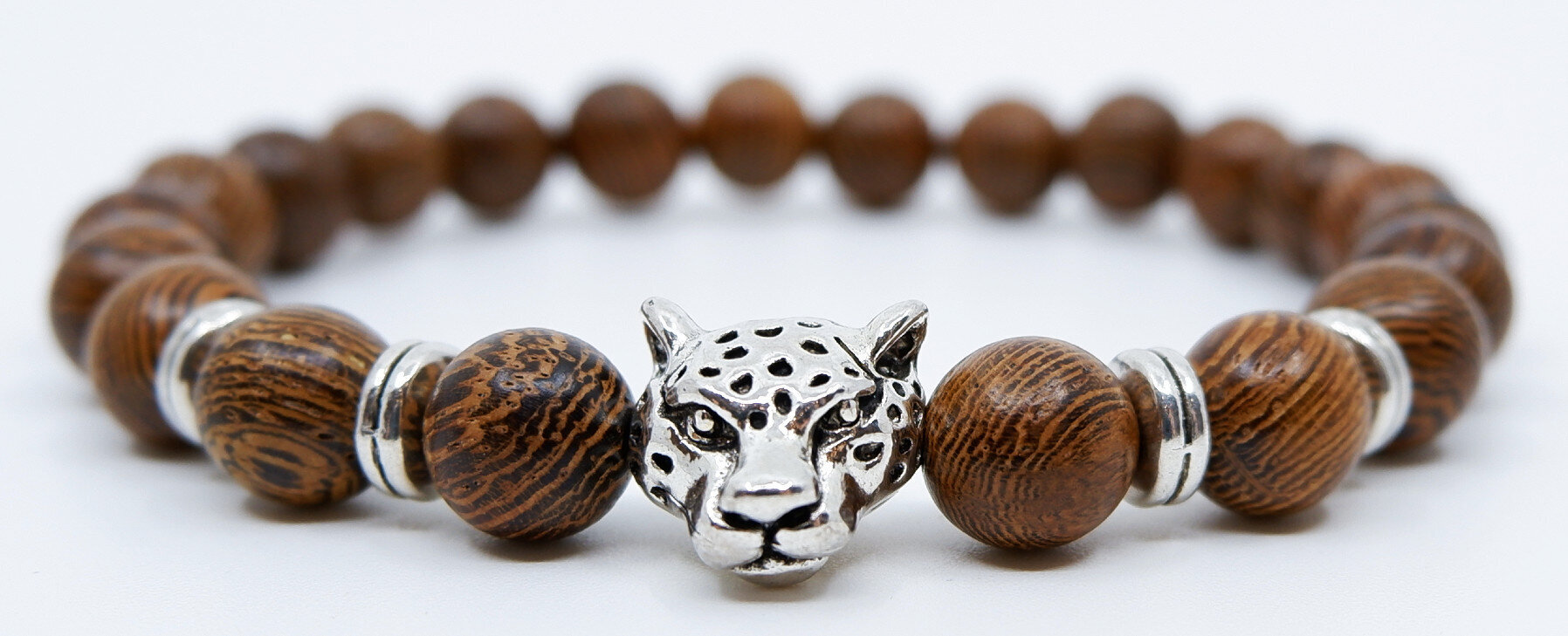 Medinė karoliukų apyrankė su leopardo atvaizdu цена и информация | Apyrankės moterims | pigu.lt