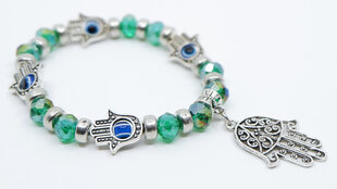 Богемный браслет из хрустальных бусин, зеленый цена и информация | Женские браслеты | pigu.lt