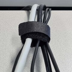 Kabelio tvirtinimas Velcro 20mm x 175mm, juodas, 6vnt цена и информация | Кабели и провода | pigu.lt