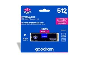 GoodRam SSDPR-PX500-512-80-G2 512GB M.2 PCIe NVMe PX500 G2 kaina ir informacija | Vidiniai kietieji diskai (HDD, SSD, Hybrid) | pigu.lt
