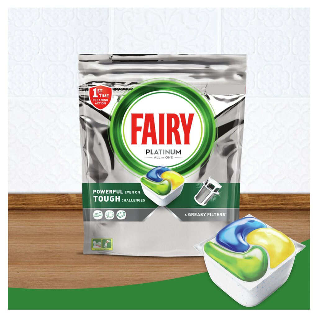 Fairy Platinum All In One Lemon Indaplovių Tabletės, 120 Tabl. kaina ir informacija | Indų plovimo priemonės | pigu.lt