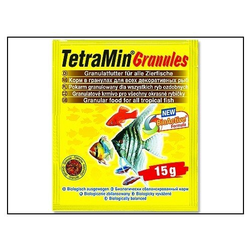 Pašaras dekoratyvinėms žuvims TetraMin GranulesSachet, 15g цена и информация | Maistas žuvims | pigu.lt