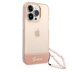 Guess PC/TPU Camera Outline Translucent Case skirtas iPhone 14 Pro, rožinis kaina ir informacija | Telefono dėklai | pigu.lt