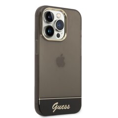 Guess PC/TPU Camera Outline Translucent Case skirtas iPhone 14 Pro, juodas kaina ir informacija | Telefono dėklai | pigu.lt