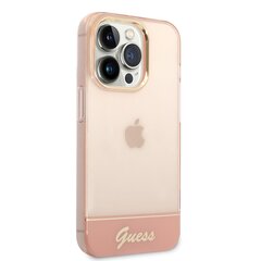 Guess PC/TPU Camera Outline Translucent Case skirtas iPhone 14 Pro, rožinis kaina ir informacija | Telefono dėklai | pigu.lt