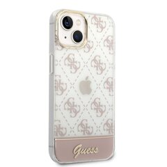 Guess PC/TPU Peony Glitter Script Logo Case skirtas iPhone 14 Plus, rožinis kaina ir informacija | Telefono dėklai | pigu.lt