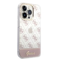 Guess PC/TPU Peony Glitter Script Logo Case skirtas iPhone 14 Pro, rožinis kaina ir informacija | Telefono dėklai | pigu.lt