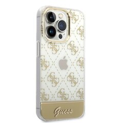 Guess PC/TPU Peony Glitter Script Logo Case skirtas iPhone 14 Pro Max, auksinis kaina ir informacija | Telefono dėklai | pigu.lt