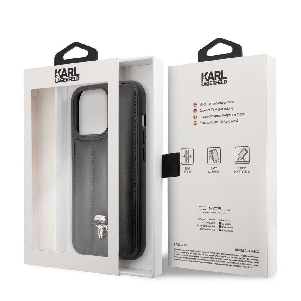 Karl Lagerfeld Quilted Puffy Ikonik Logo Case skirtas iPhone 14 Pro, juodas kaina ir informacija | Telefono dėklai | pigu.lt