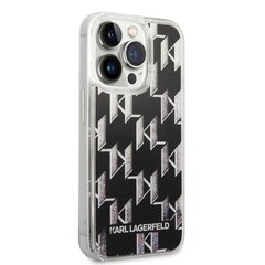 Karl Lagerfeld Monogram Liquid Glitter Case skirtas iPhone 14 Pro, juodas kaina ir informacija | Telefono dėklai | pigu.lt