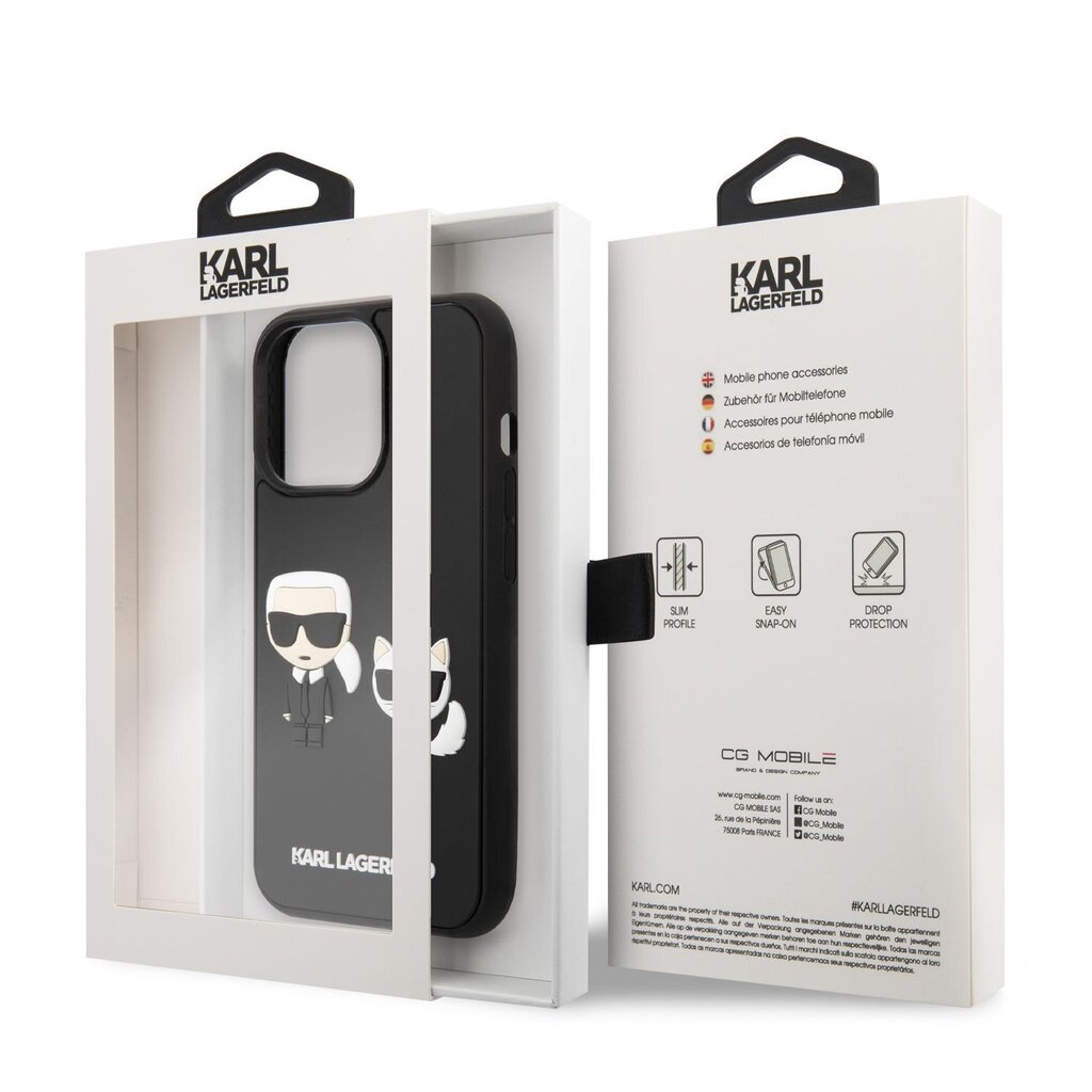 Karl Lagerfeld and Choupette 3D Case skirtas iPhone 14 Pro Max, juodas kaina ir informacija | Telefono dėklai | pigu.lt