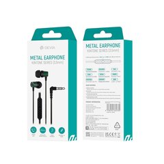 Devia wired earphones Kintone Metal jack 3,5 мм green цена и информация | Devia Компьютерная техника | pigu.lt