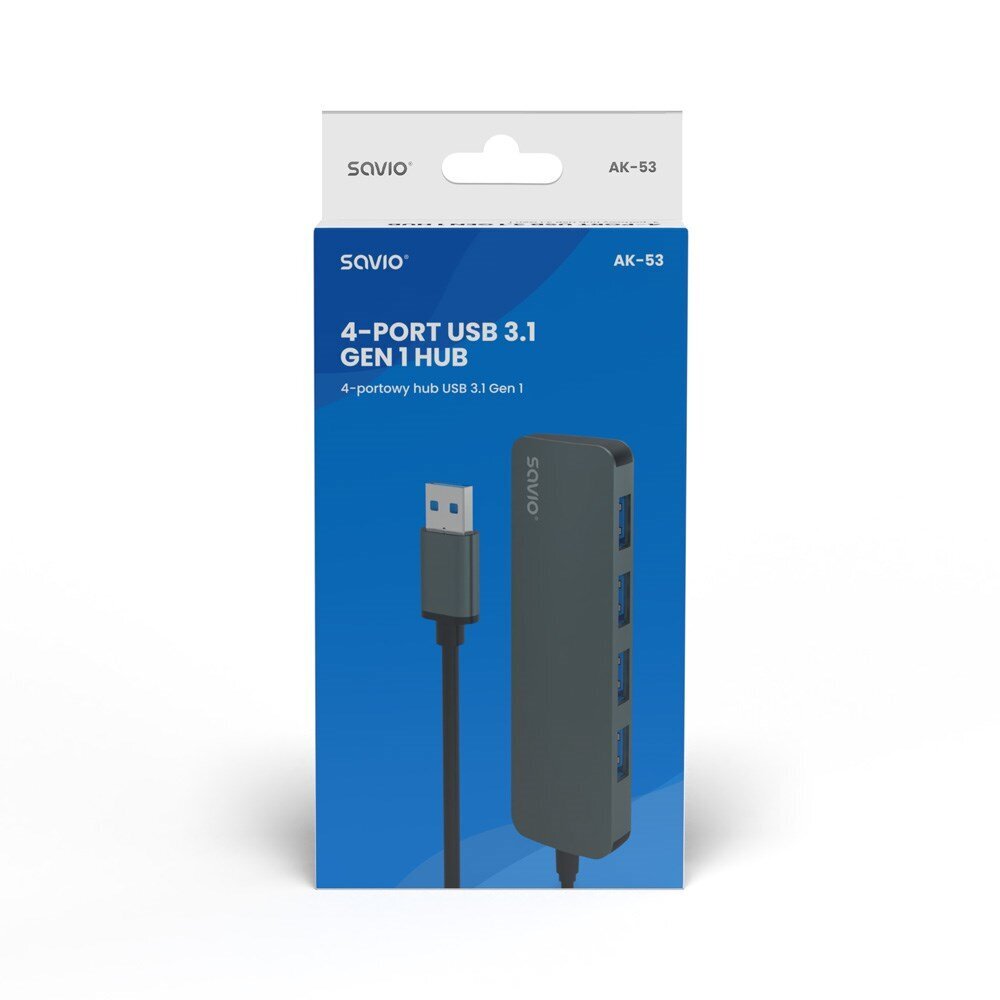 Savio AK-53 4-Port USB 3.1 Gen 1 kaina ir informacija | Adapteriai, USB šakotuvai | pigu.lt