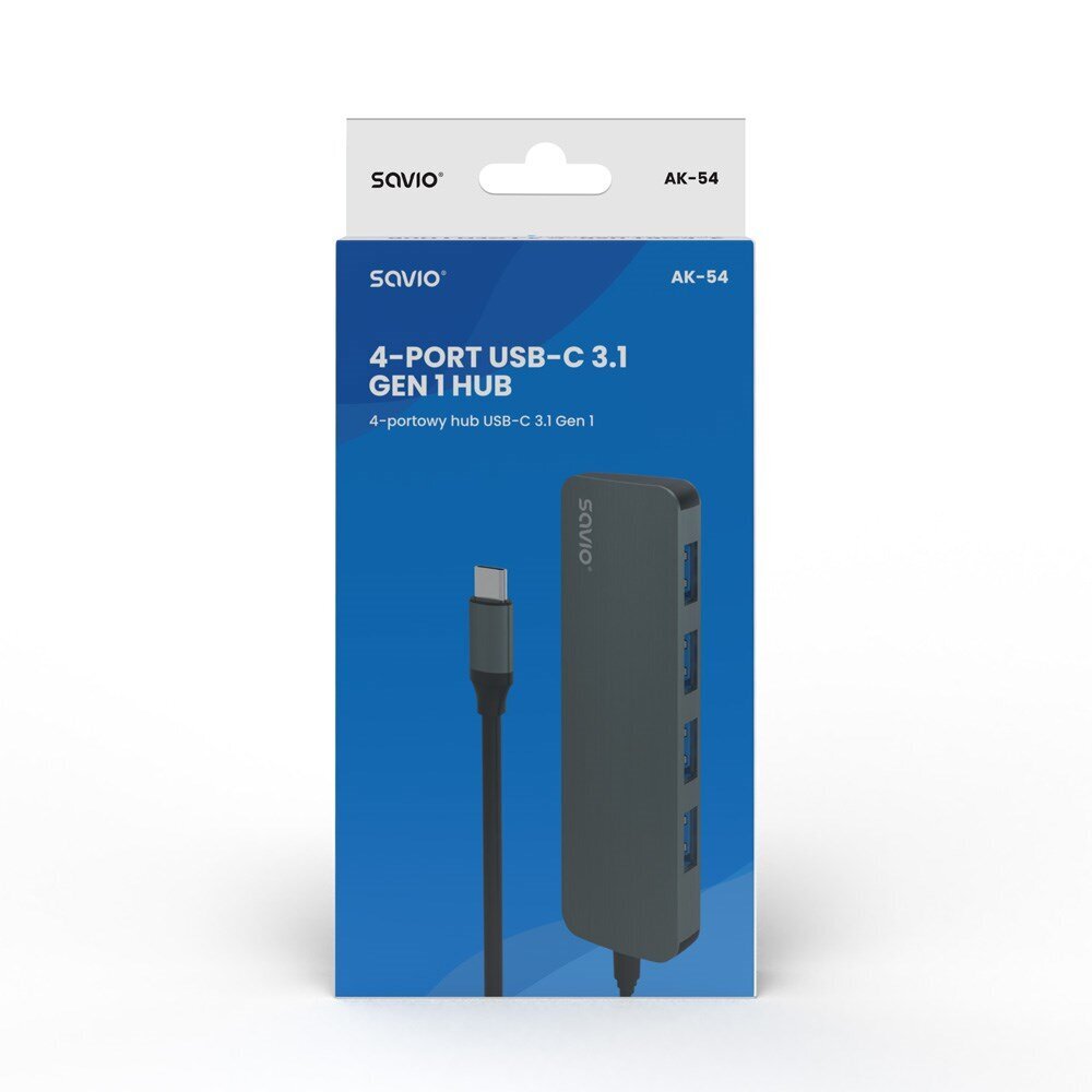 Savio AK-53 4-Port USB-C 3.1 Gen 1 kaina ir informacija | Adapteriai, USB šakotuvai | pigu.lt