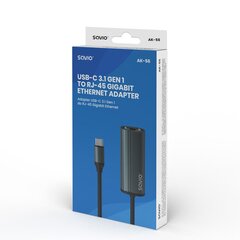 Adapteris Savio USB-C 3.1 Gen 1 - RJ-45 Gigabit Ethernet цена и информация | Адаптеры, USB-разветвители | pigu.lt