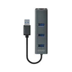 USB Centrmezgls Savio 3-port USB-A 3.1 Gen 1 Hub with RJ-45 Gigabit Ethernet цена и информация | Адаптеры, USB-разветвители | pigu.lt