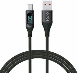 Кабель Savio USB-A Male - USB Type-C Male with Digital Display 1 м цена и информация | Кабели для телефонов | pigu.lt