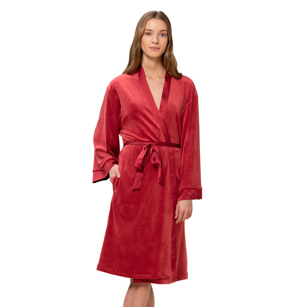 Chalatas moterims Robes Velour Robe 7613139748007, raudonas цена и информация | Chalatai moterims | pigu.lt