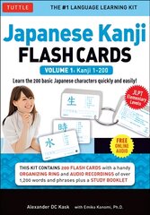 Japanese Kanji Flash Cards Kit Volume 1: Kanji 1-200: JLPT Beginning Level: Learn 200 Japanese Characters Including Native Speaker Audio, Sample Sentences & Compound Words, Volume 1 kaina ir informacija | Užsienio kalbos mokomoji medžiaga | pigu.lt