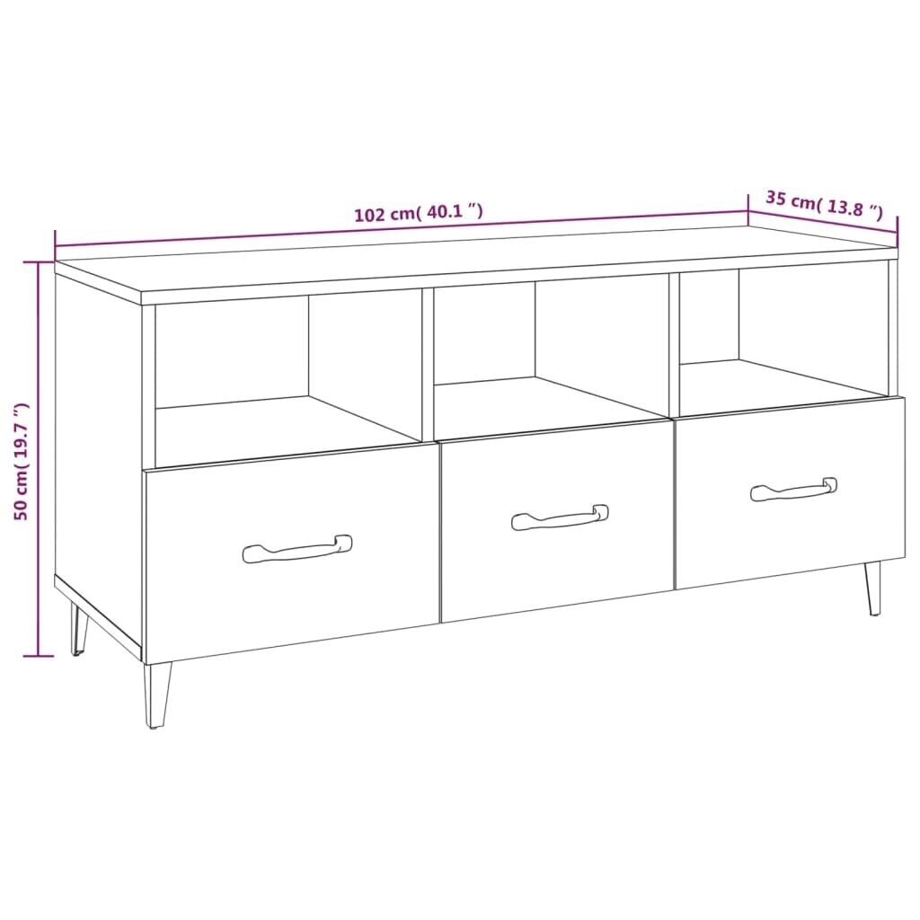 Televizoriaus spintelė, Apdirbta mediena, 102x35x50cm, juoda kaina ir informacija | TV staliukai | pigu.lt