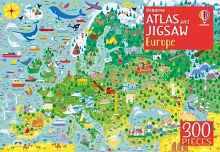 Usborne Atlas and Jigsaw Europe UK 2018 цена и информация | Книги для малышей | pigu.lt