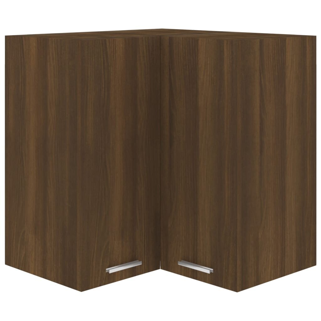 Pakabinama kampinė spintelė, ruda, ąžuolo, 57x57x60cm, mediena kaina ir informacija | Virtuvinės spintelės | pigu.lt