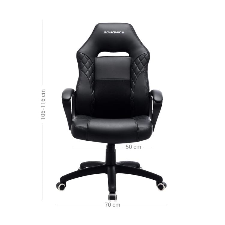 Šiuolaikinė žaidimų kėdė SONGMICS OBG38BG, juodai pilka kaina ir informacija | Biuro kėdės | pigu.lt