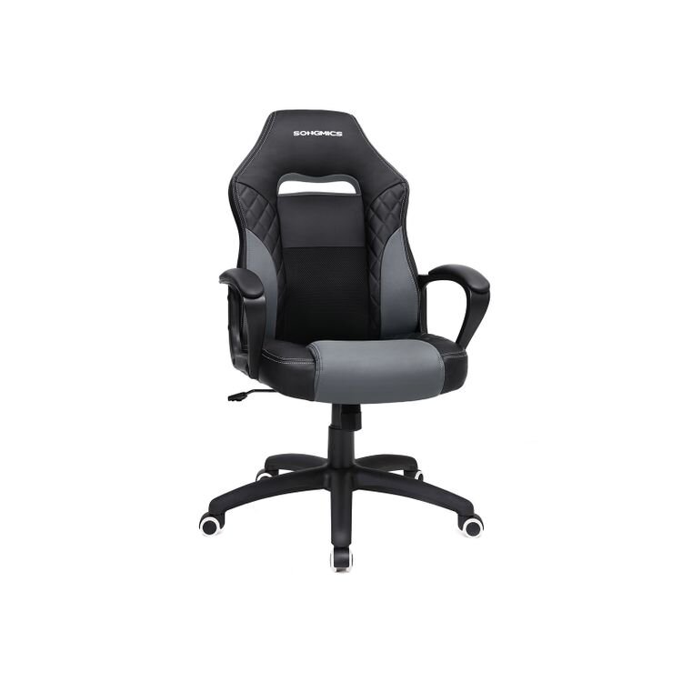 Šiuolaikinė žaidimų kėdė SONGMICS OBG38BG, juodai pilka kaina ir informacija | Biuro kėdės | pigu.lt