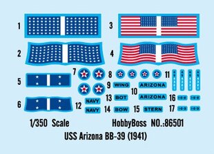 Пластиковая модель Hobby Boss USS Arizona BB-39 (1941 г.) цена и информация | Коллекционные модели автомобилей | pigu.lt