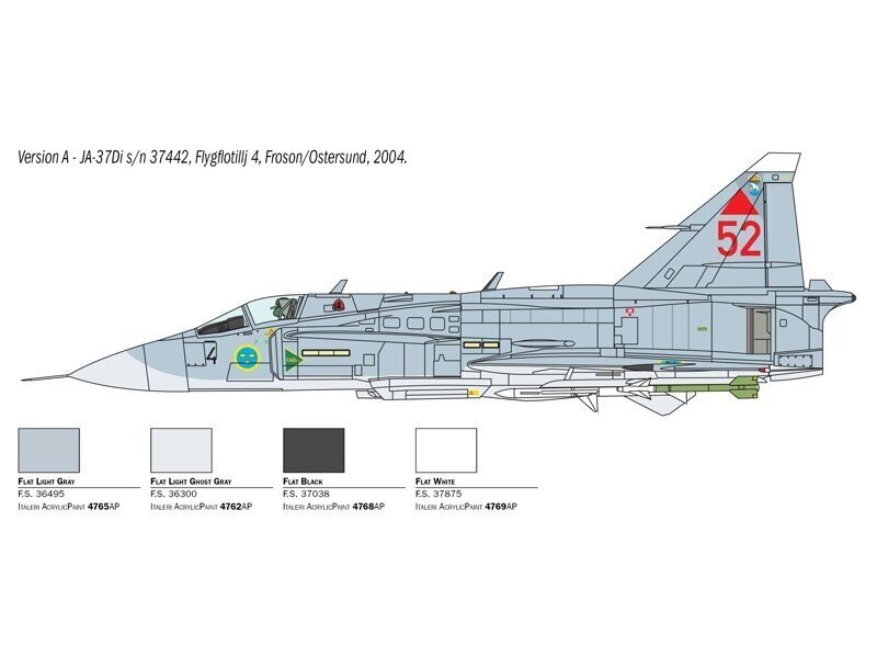 Klijuojamas modelis Italeri Saab JA 37/AJ 37 Viggen kaina ir informacija | Klijuojami modeliai | pigu.lt