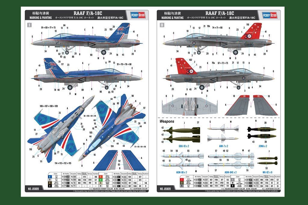 Hobby Boss naikintuvas ir atakos lėktuvas RAAF F / A-18C kaina ir informacija | Kolekciniai modeliukai | pigu.lt
