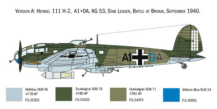 Italeri plastikinis modelis Heinkel He 111H Battle of Britain 80th kaina ir informacija | Kolekciniai modeliukai | pigu.lt