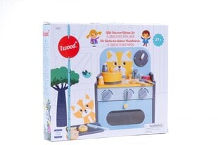 Virtuvė iWood iWood, medinė, pilka, su gyvūnu kaina ir informacija | Žaislai mergaitėms | pigu.lt