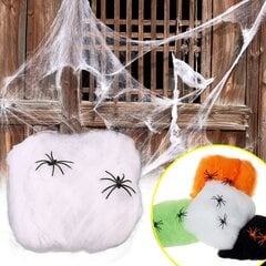 Украшение на Хэллоуин - черная сетка, 60 грамм, 2 оранжевых паука цена и информация | Праздничные декорации | pigu.lt