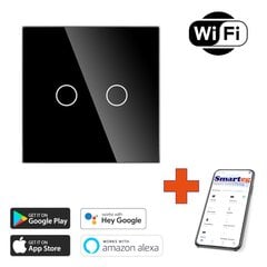 Jutiklio jungiklis Smarteg 2 Gang Wi-Fi kaina ir informacija | Elektros jungikliai, rozetės | pigu.lt