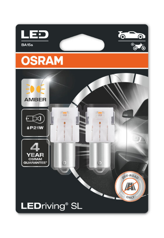 Osram oranžinės LED lemputės, P21W, 7506DYP-02B kaina ir informacija | Automobilių lemputės | pigu.lt