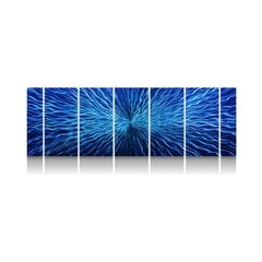 Metalinis rankų darbo 7 dalių paveikslas poliptikas Blue Energy 180x60cm kaina ir informacija | Reprodukcijos, paveikslai | pigu.lt