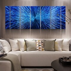 Metalinis rankų darbo 7 dalių paveikslas poliptikas Blue Energy 180x60cm kaina ir informacija | Reprodukcijos, paveikslai | pigu.lt