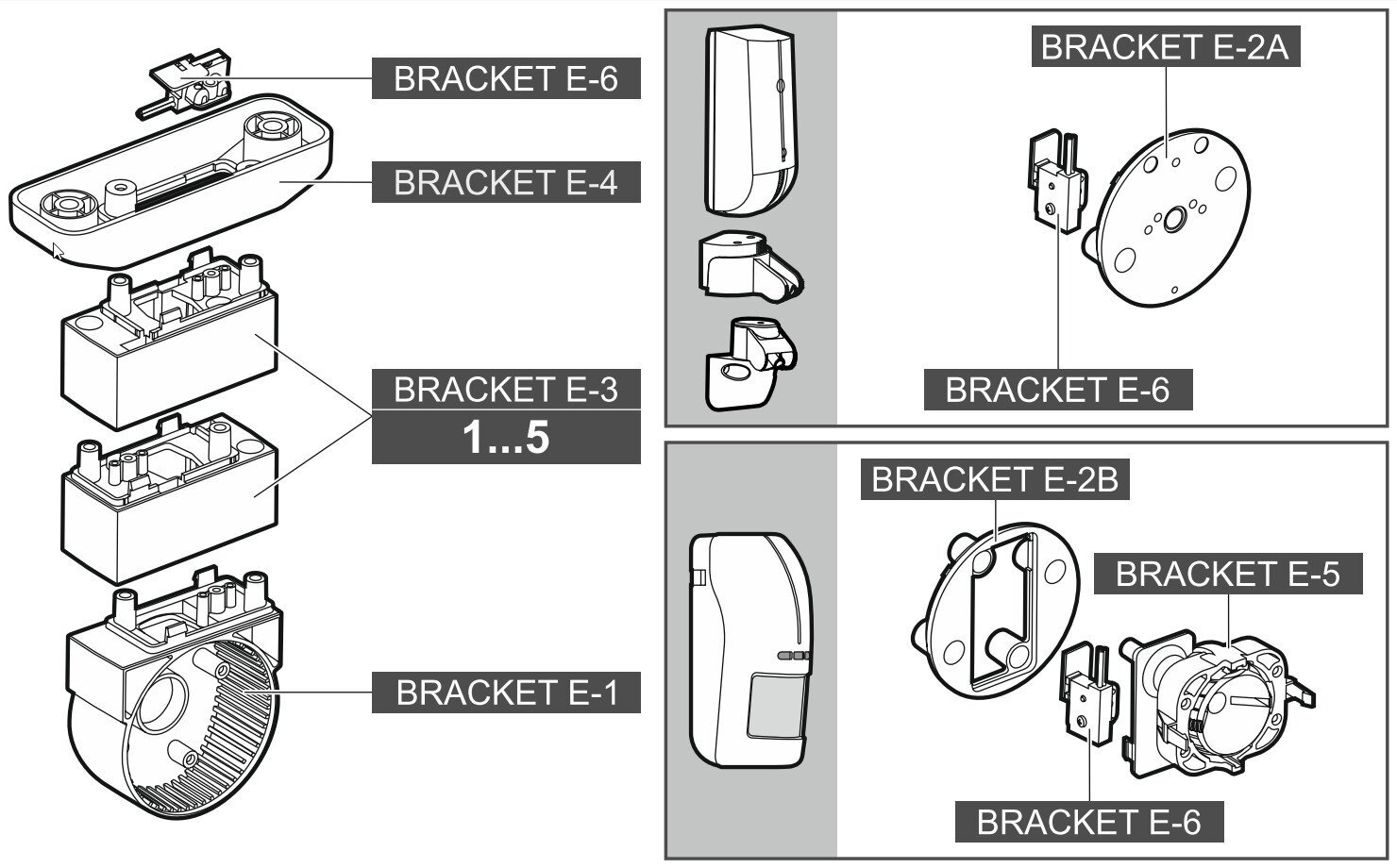 JUDĖJIMO JUTIKLIŲ MODULINĖS RANKENOS DISTANCINĖ PLOKŠTELĖ BRACKET-E-3 SATEL цена и информация | Apsaugos sistemos, valdikliai | pigu.lt