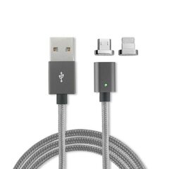 4smarts Magnetinis USB kabelis GRAVITYCord 1m pilkos spalvos kaina ir informacija | Laidai telefonams | pigu.lt