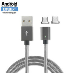 4smarts Magnetinis micro-USB kabelis GRAVITYCord 1m pilkos spalvos kaina ir informacija | Laidai telefonams | pigu.lt