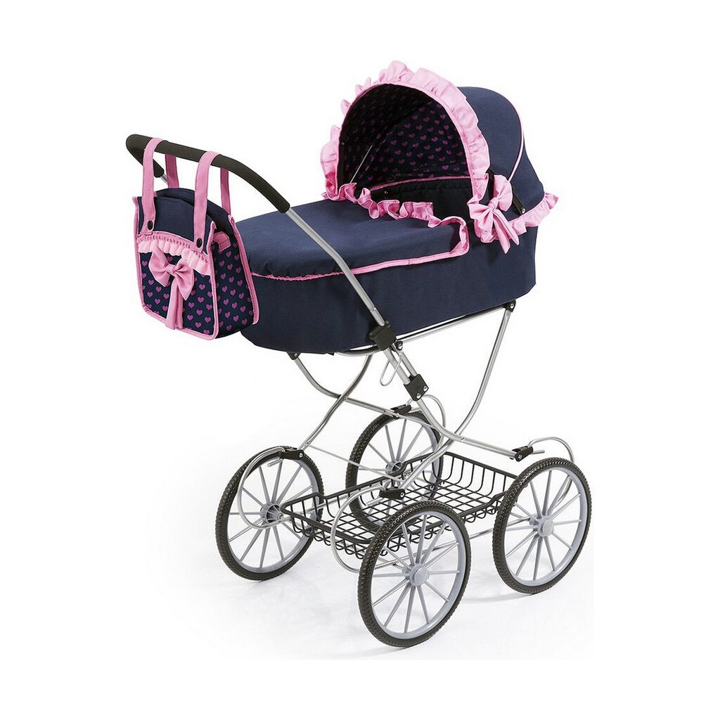 Lėlių vežimėlis Reig Dolls Pram Tamsiai mėlyna 64 cm kaina ir informacija | Žaislai mergaitėms | pigu.lt