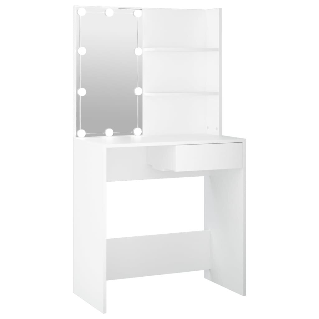 Kosmetinis staliukas su LED apšvietimu, 74,5x40x141cm, balta kaina ir informacija | Kosmetiniai staliukai | pigu.lt