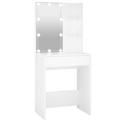Kosmetinis staliukas vidaXL su LED apšvietimu, 60x40x140cm, balta kaina ir informacija | Kosmetiniai staliukai | pigu.lt