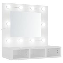 Veidrodinė spintelė su led apšvietimu, balta, 60x31,5x62cm цена и информация | Шкафчики для ванной | pigu.lt