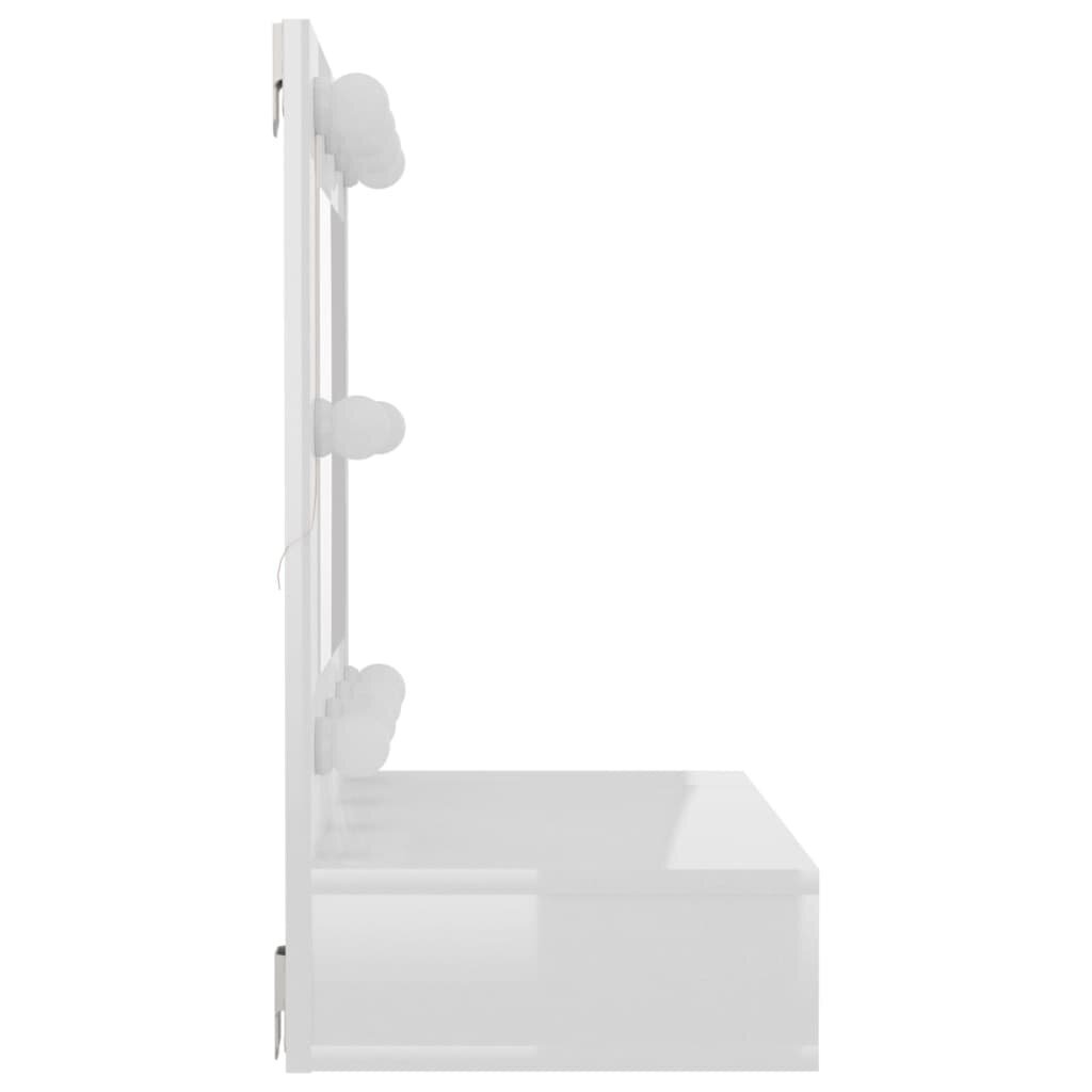 Veidrodinė spintelė su led, balta, 60x31,5x62cm, blizgi kaina ir informacija | Vonios spintelės | pigu.lt