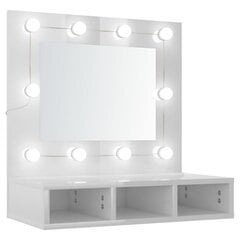 Veidrodinė spintelė su led, balta, 60x31,5x62cm, blizgi цена и информация | Шкафчики для ванной | pigu.lt